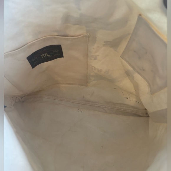 ✨RRL RALPH LAUREN Heavy Canvas Logo Print 2 Way Market Tote Bag UNISEX - Picture 7 of 16